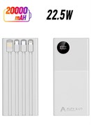 Портативное зарядное устройство Power Bank емкостью 20000 мА·ч с USB-портом типа C, быстрая зарядка 22,5 Вт, совместимо с iPhone 16, 15, 14, 13 Pro Max, Samsung Galaxy Z Fold 6, S24, S23, S22, S21 Ultra, Apple Watch, Airpods, iPad, белый цвет 1000016888
