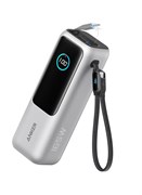 Внешний аккумулятор ёмкостью 25000 мА·ч, сверхбыстрое портативное зарядное устройство мощностью 165 Вт для двух ноутбуков, аккумулятор для быстрой зарядки со встроенными и выдвижными кабелями, для iPhone 16/15 серии, Samsung и других устройств — серебрист 1000016901