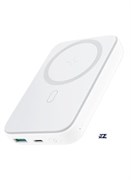 Внешний аккумулятор с магнитным креплением и беспроводной зарядкой, ёмкостью 10000 мА·ч и мощностью 20 Вт – портативный аккумулятор с быстрой зарядкой для смартфонов, планшетов и других устройств. Компактный и стильный белый дизайн. 1000016908