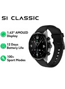 Умные часы с изысканной блестящей текстурой, дисплеем 1,43 дюйма, 12-дневным временем автономной работы, мониторингом игрового здоровья, спортивными и фитнес-режимами, а также водонепроницаемостью S1 Classic — черные 1000017259