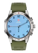 Умные часы Swiss Military DOM5 с 1,43-дюймовым AMOLED-дисплеем, Bluetooth-звонками, отслеживанием здоровья и фитнеса, защитой IP68, беспроводной зарядкой – серебристая оправа и зелёный ремешок 1000017276