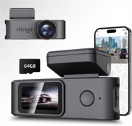 Двойной видеорегистратор Hirige H5PRO 4K+1080P с бесплатной картой памяти на 64 ГБ в комплекте, Wi-Fi, 1,5-дюймовый дисплей, широкоугольный объектив 123°, управление через приложение, G-сенсор, циклическая запись, круглосуточный режим парковки, передняя и 1000017379