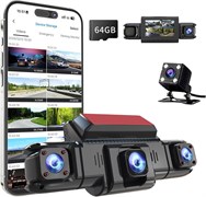 4-канальный видеорегистратор с обзором 360°, камера переднего и заднего вида, левый и правый салон для автомобилей, диапазон Wi-Fi 5G, ночное видение, широкоугольный объектив 170°, WDR, режим парковки 24 часа, суперконденсатор, карта памяти 64 ГБ в компле 1000017390