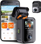 Панорамный видеорегистратор Vantrue E360 5.2K 360°, Wi-Fi 5 ГГц и GPS, две камеры STARVIS 2, HDR, 8 ИК-подсветка ночного видения, камера спереди и внутри, голосовое управление, сенсорный экран, режим круглосуточной буферизации парковки, поддержка до 512 Г 1000017393