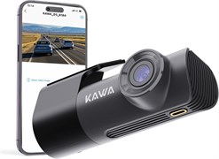 KAWA Dash Cam Front 2K1296P, мини-видеорегистратор для автомобилей с приложением, голосовым управлением, Wi-Fi, WDR, ночным видением, поворотным корпусом на 360°, широкоугольным объективом 145°, циклической записью, акселерометром, D5 1000017394