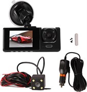 Видеорегистратор Cryfokt Front Dash Cam 1080P, 3-канальный, с широкоугольным объективом 170° и ЖК-экраном, запись видео во всех направлениях, простота установки 1000017395