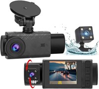 Автомобильный видеорегистратор STAYOUNG с тремя камерами 1080p спереди, сзади и в салоне, картой памяти на 32 ГБ, Wi-Fi, GPS, HDR, ночным видением, датчиком гравитации, циклической записью и функцией мониторинга парковки 1000017398