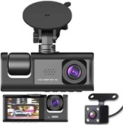 Лучший 3-канальный автомобильный видеорегистратор с тремя объективами, камера заднего вида, видеорегистратор с круглосуточным парковочным монитором и черным ящиком для автомобиля 1000017400