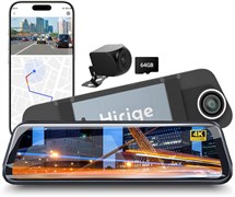 Видеорегистратор-зеркало T10 9,66 дюйма с разрешением 4K, двумя камерами спереди и сзади, сенсорным дисплеем, приложением Wi-Fi и голосовым управлением, функцией помощи при движении задним ходом, GPS-отслеживанием, циклической записью и бесплатной картой 1000017408