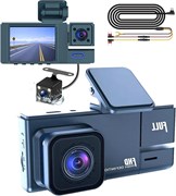 Видеорегистратор для переднего и заднего вида автомобиля? Трехканальный автомобильный видеорегистратор, 1080P, широкоугольная камера 170°, карта памяти 32 ГБ, регулируемый объектив, парковочный монитор, инфракрасное ночное видение, циклическая запись 1000017429