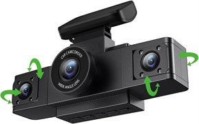 3-канальный видеорегистратор, 1080p спереди и внутри слева/справа, бесплатная карта памяти 32 ГБ, циклическая запись, три камеры для автомобилей, круглосуточный мониторинг парковки, широкоугольный объектив, ИК-ночное видение, G-сенсор 1000017460