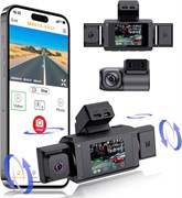 3-канальный видеорегистратор Makayuron, 4K+2K+1080P, фронтальная, внутренняя и задняя камера с тремя направлениями, IPS-экран, широкоугольная камера 140°, режим интеллектуального парковочного патруля, обнаружение движения с помощью ИИ, поддержка до 256 ГБ 1000017473