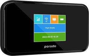 Портативный беспроводной маршрутизатор Porodo MiFi 5G, ёмкость 5000 мА·ч, дальность сигнала 40 м, 2,4/5 ГГц, время работы 12 часов, поддержка до 16 устройств, производительность 4G LTE, улучшенное шифрование, чёрный цвет 1000018506