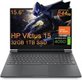 Игровой ноутбук HP Victus 15 (15,6-дюймовый FHD 144 Гц, NVIDIA RTX 4050 6 ГБ, AMD Ryzen 7 7445HS, 32 ГБ DDR5 RAM, 1 ТБ SSD, 6-ядерный (> Intel i7-13700H)), клавиатура с подсветкой, Ethernet, веб-камера, Wi-Fi 6, Windows 11 Домашняя, серебристый 1000014765 - фото 570918