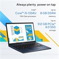 ASUS Vivobook 14, процессор Intel Core i5-1334U 13-го поколения, 8 ГБ ОЗУ (до 4,6 ГГц), твердотельный накопитель на 512 ГБ, графика Intel UHD, 14-дюймовый дисплей Full HD (1920 x 1080), HD-камера, Windows 11 Домашняя, клавиатура (английский и арабский) — 1000014831