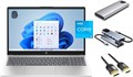 Ноутбук HP Daily Essential, 15,6-дюймовый FHD-дисплей, 8-ядерный процессор Intel i3-N305 (Beats i5-1135G7), 8 ГБ ОЗУ, SSD на 256 ГБ + портативный SSD на 256 ГБ, FP-ридер, веб-камера, клавиатура, Wi-Fi 6, комплект внешних накопителей «3 в 1», Windows 11 1000003488 - фото 573804