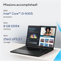 ASUS Vivobook GO 15 E1504GA-NJ084W Cool Silver, тонкий ноутбук, i3-N305 8 ГБ 256 ГБ UFS 2.1 SSD, Intel UMA, WIN11 HOME, 15,6 дюйма, HD веб-камера, Chiclet-Eng-Arb-KB. 1000002961