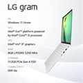 Ультралёгкий ноутбук LG gram (2022) 14Z90Q, 14-дюймовый (1920 x 1200) IPS-дисплей, процессор Intel Evo i5 12-го поколения (1240P), 8 ГБ памяти LPDDR5, SSD-накопитель NVMe 512 ГБ, веб-камера Full HD, Wi-Fi 6E, Thunderbolt 4, Windows 11, белый 1000015023