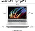 Ноутбук HP Pavilion 16 с 16-дюймовым IPS-дисплеем 2K, процессором Intel Core Ultra 7-155U, графикой Intel®, подсветкой, 16 ГБ оперативной памяти DDR5, твердотельным накопителем NVMe 1 ТБ, Windows 11, цвет: натуральный серебристый 1000003512